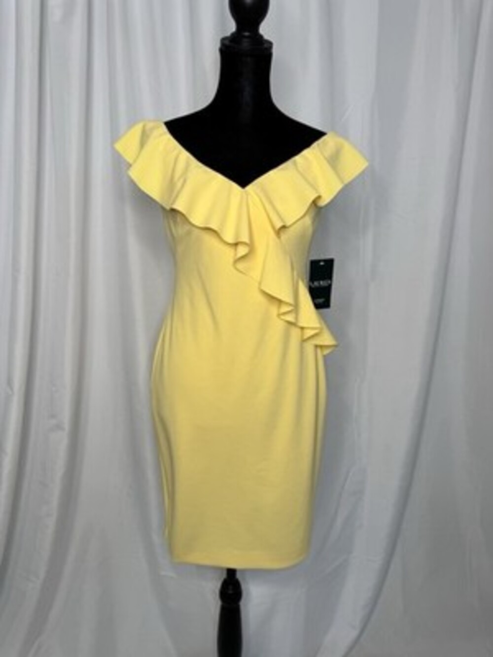 NWT Lauren Ralph Lauren Petite Yellow Ruffle Mini Dress $135